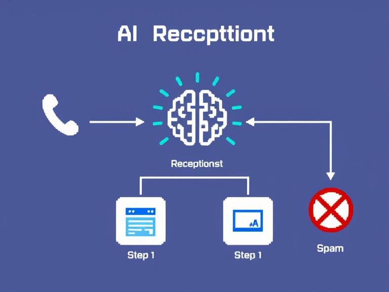 An infographic explaining how an AI virtual receptionist works, from receiving a call to booking appointments and capturing leads.